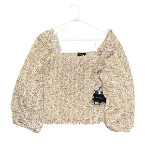 NWT Ava Rose Floral Boho Smocked Long Sleeve Floral XL